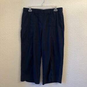 J.Jill Linen Wide Leg Pants Medium Petite Navy Stretch Cropped Nautical Beach